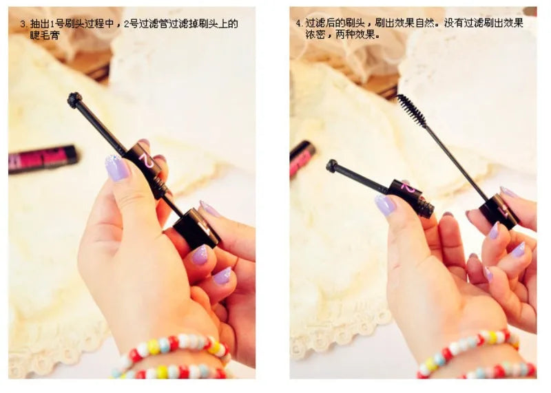 1pc Black Waterproof Curled Lashes 2-in-1 Long-lasting Natural Quick Drying Mascara Lengthens Eyelashes Female Makeup Косметика.