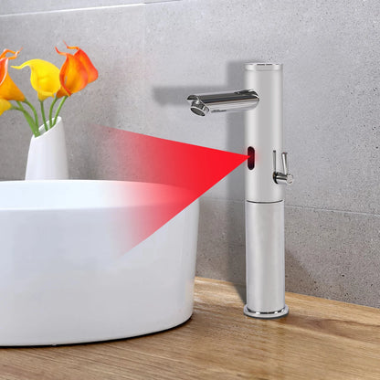 Basin Electronic Automatic Sensor Touchless Bathroom Sink Faucet, Motion Activated Hands-Free Vessel Sink Tap