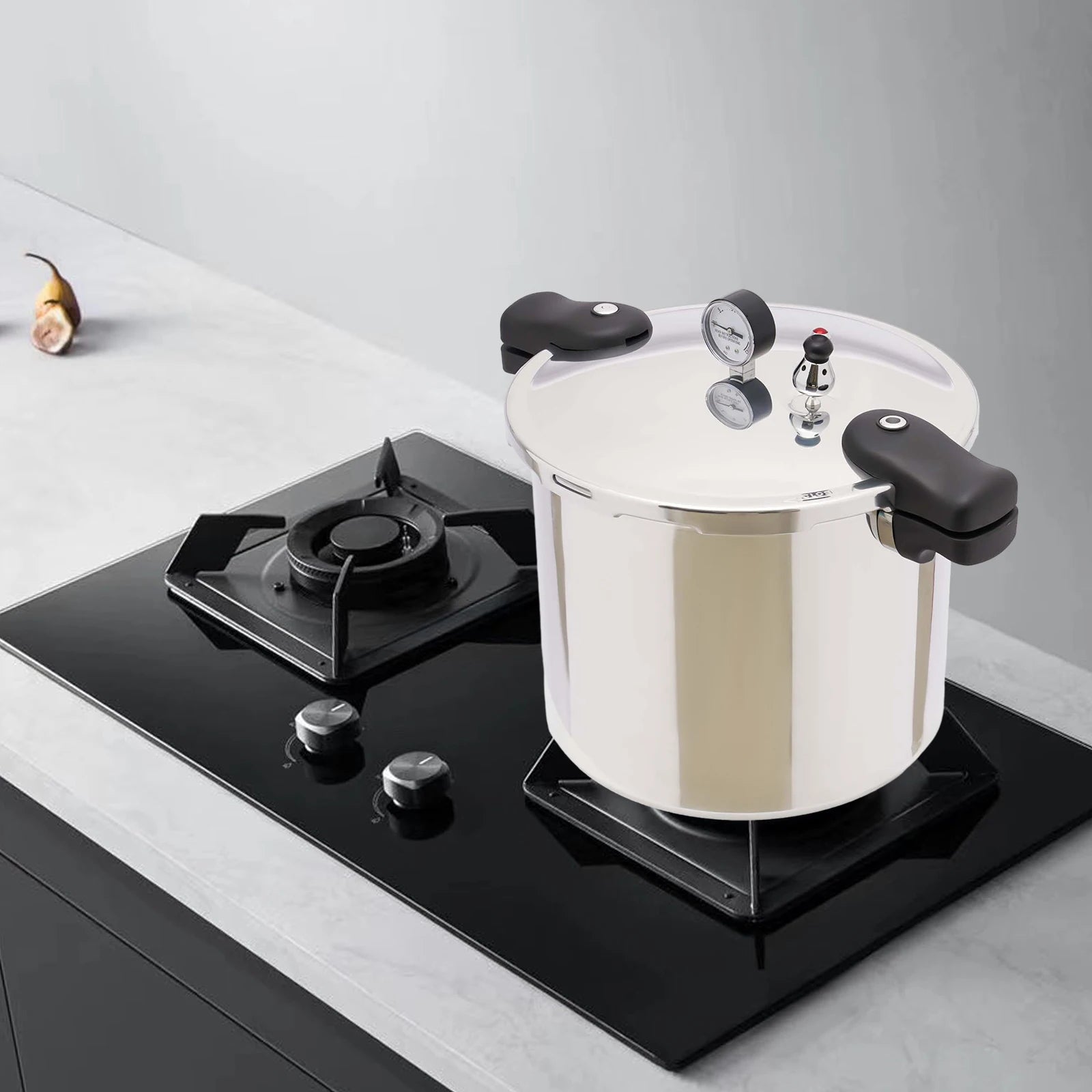 22L Aluminium Alloy Pressure Canner 90Kpa Thickened Explosion-proof Pressure Cooker Pot with Pressure Gauge and Safety Valve.