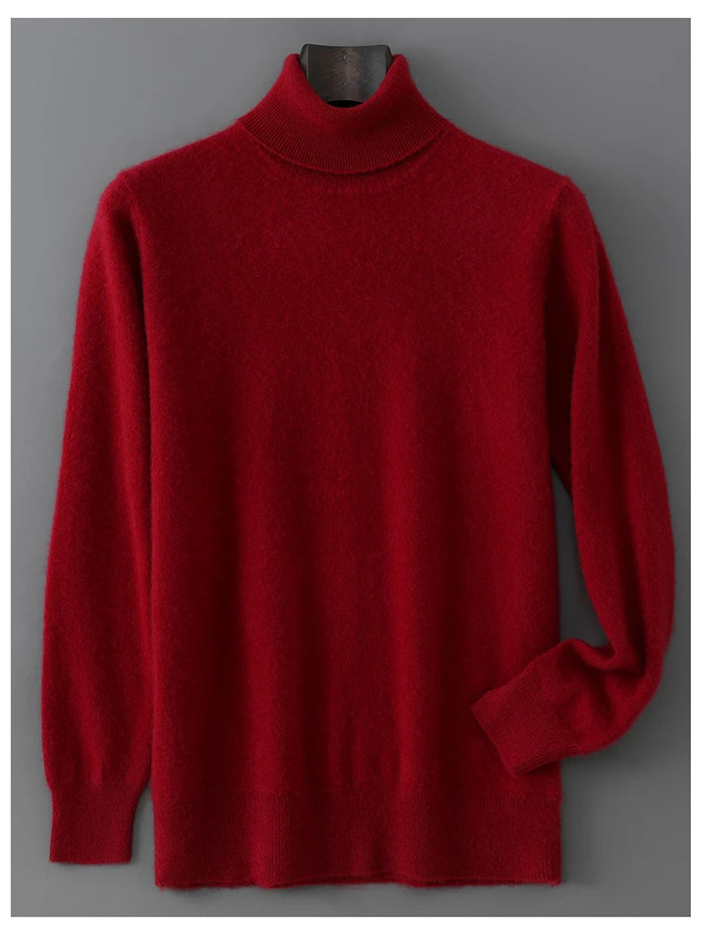 2025 Autumn/Winter High Collar Men's 100% Pure Wool Stylish Youth Loose Knitted Outerwear Flip Collar Casual Base Men's Sweaters