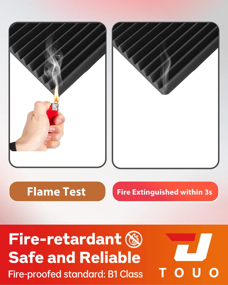 TOUO Acoustic Panels Wedge Foam 47.2"x23.6" 1-4Pack Noise Reducing Soundproof Wall Tiles for Home Theater Bar Studio