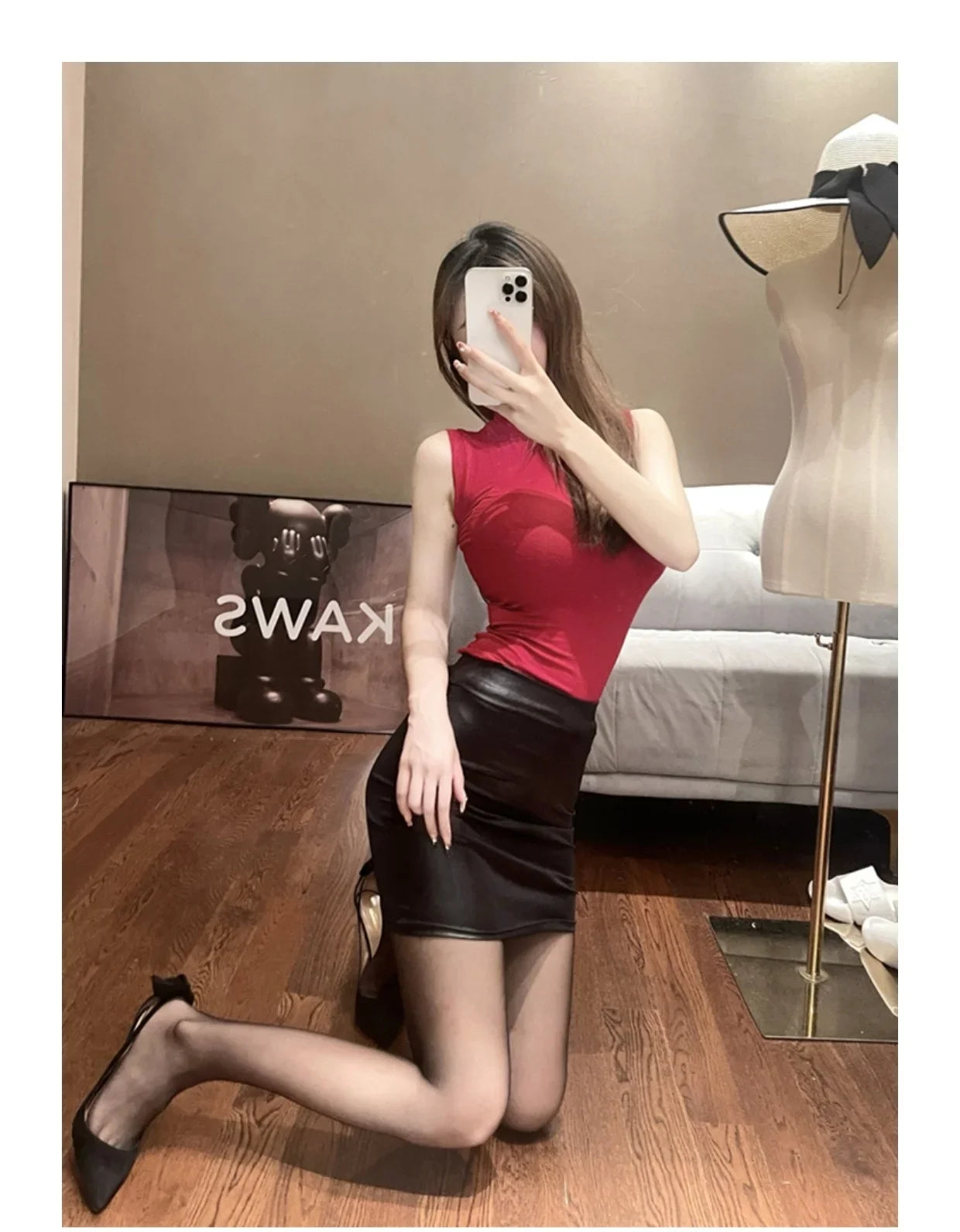 Leather Matte Slim Mini Sexy Fashion PU Hot Short High Waist Skirt Korean Nightclub Streetwear Wholesale Clothes 7ST.