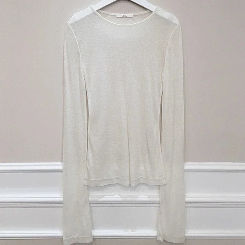 Sexy Shirt Women T-Shirt Long Sleeve Korean Style Slim Basic Elasticity Tshirt Top Womens Clothing T Shirt Femme