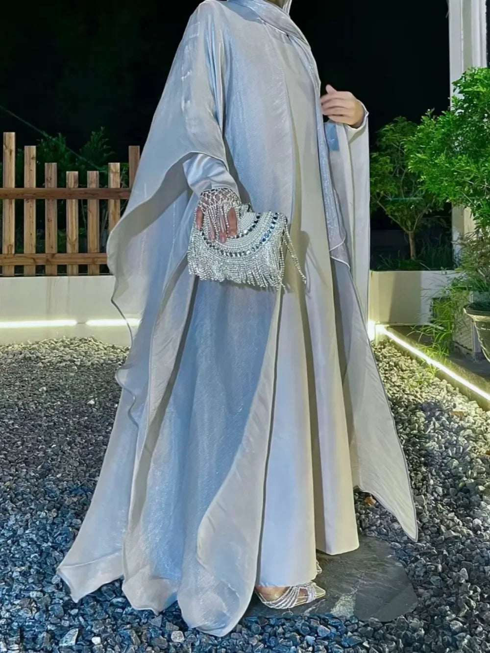 Eid Ramadan Muslim Women Modest Dress 2 Piece Set Arab Open Abayas Vestidos Saudi Cardigan Robe Dubai Morocco Dresses Jalabiya.