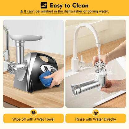 800W Stainless Steel Electric Meat Grinder with Sausage Filler Professional Kitchen Equipment.