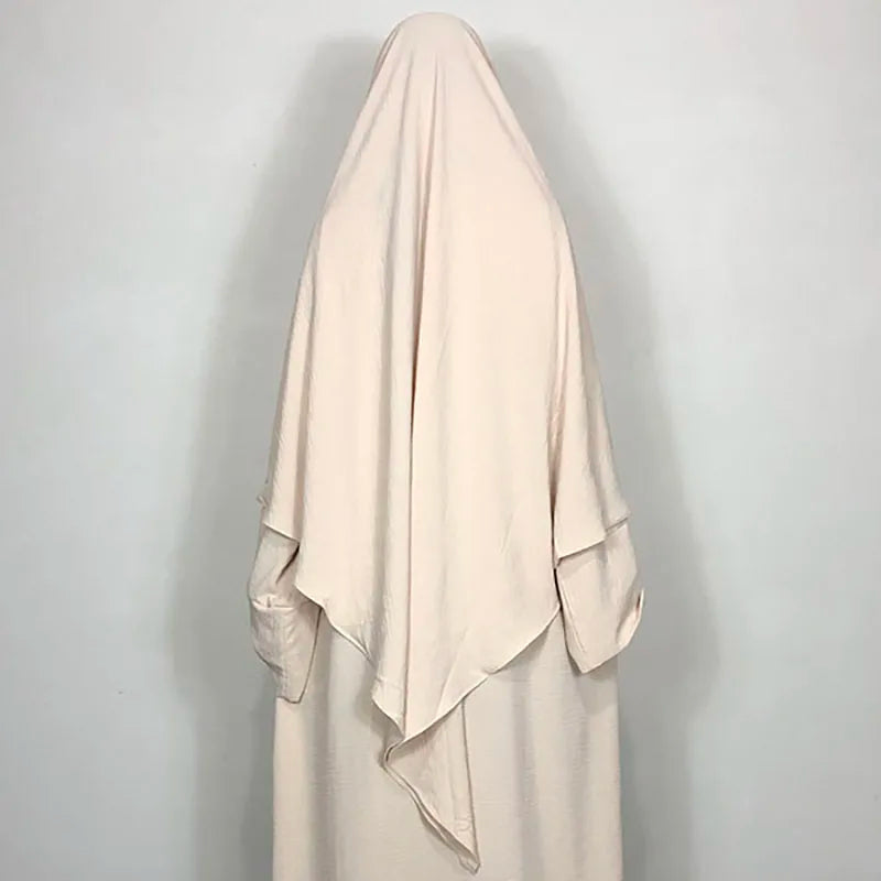 New One Layer Jazz Crepe Diamond Khimar High Quality Muslim EID Ramadan Islamic Clothing Tie Back Prayer Hijab Dropshipping.