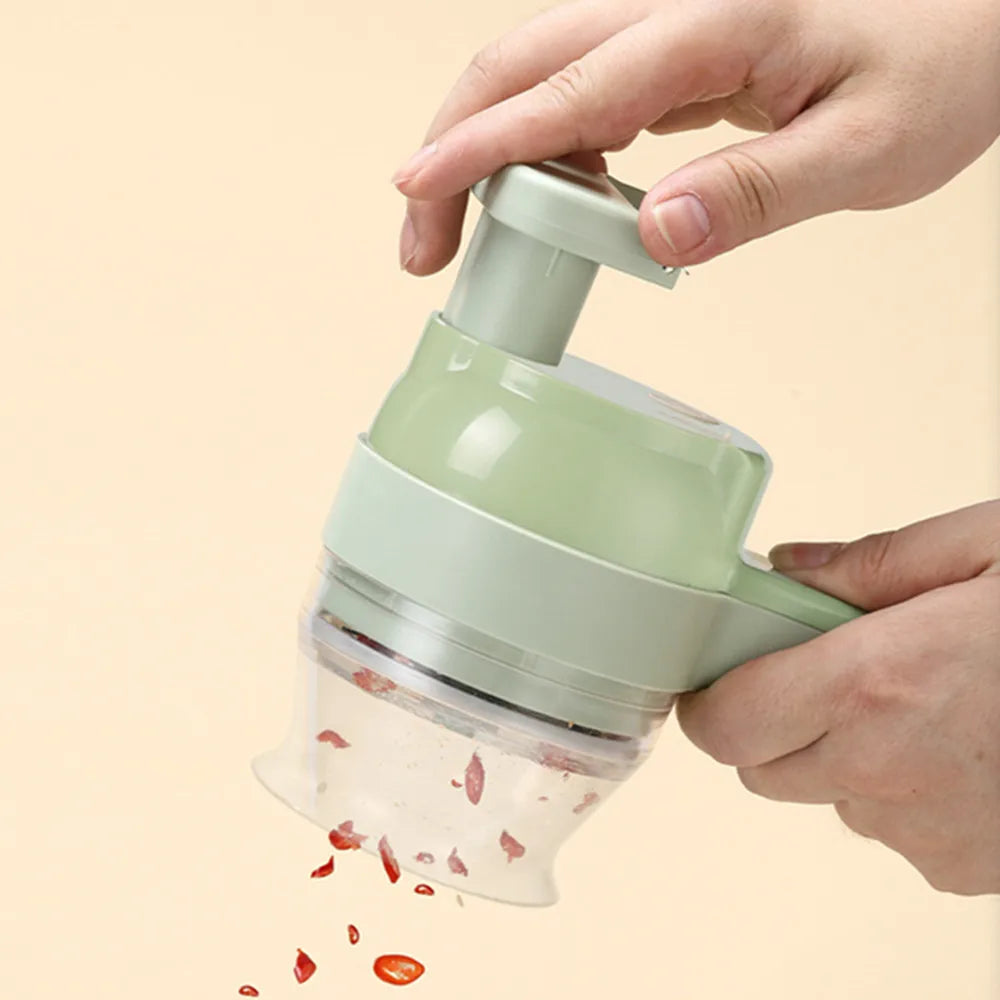 4In1 Electric Vegetable Cutter Set Handheld Wireless Electric Garlic Masher Food Chopper Meat Grinder Machine Food Peel Slice.