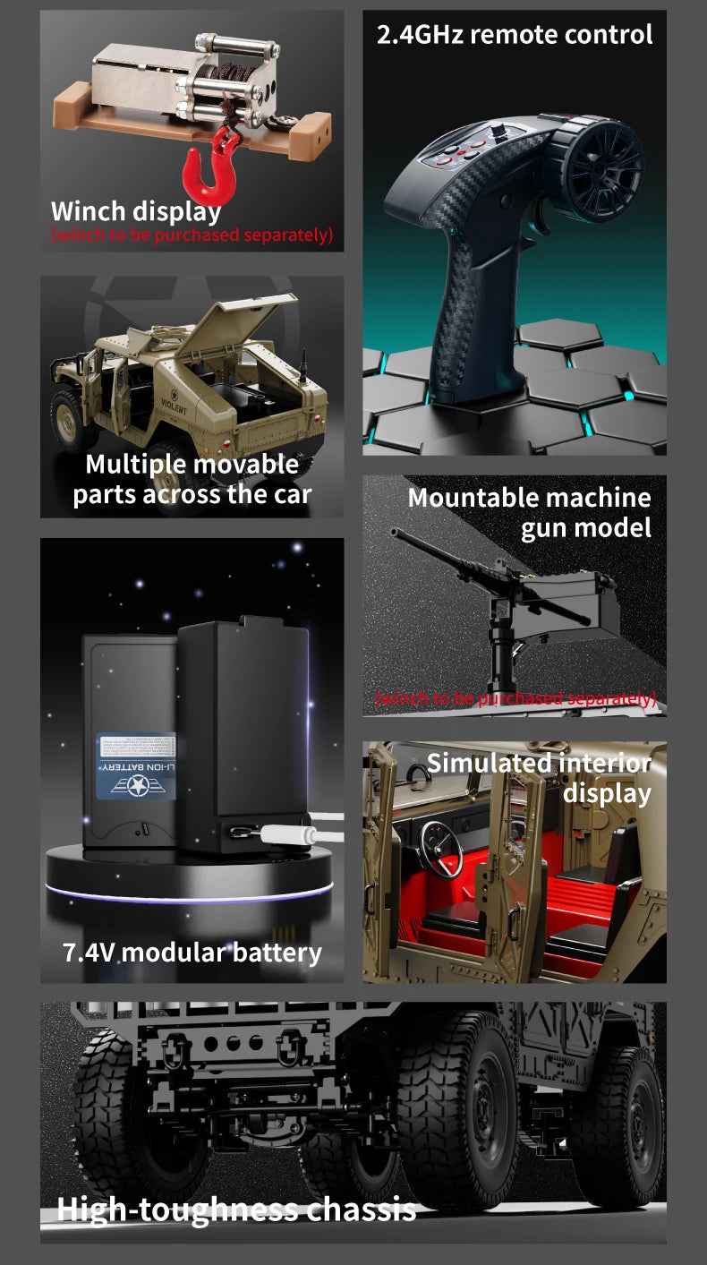 2.4G 1:14 RC Crawler 4WD Remote Control Car Simulation Military Model JJRC C8835 RC Car Offroad Climbing Vehicle Toys Gifts.