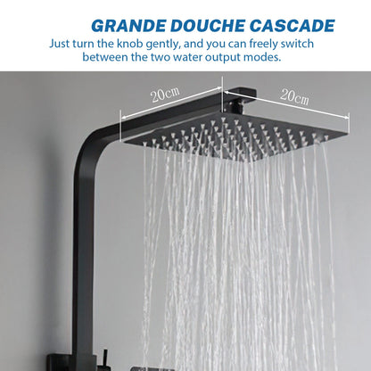 8 Inch Thermostatic Shower Set All Copper, Anti-Scald 38°C with Overhead & Handheld Sprayer, Adjustable Height for Bathroom