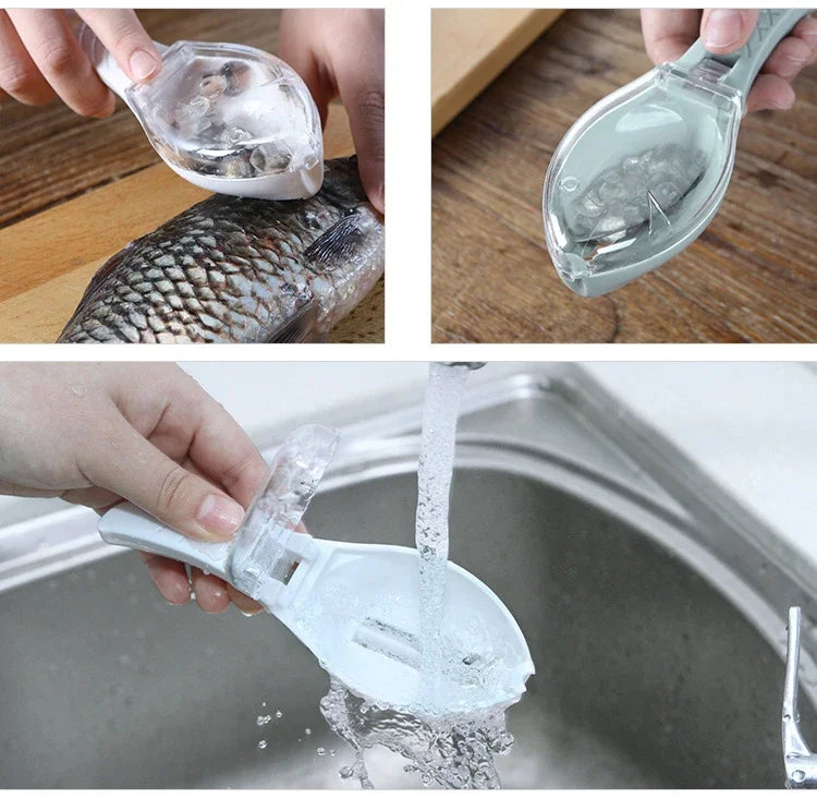 Fish Scale Scraper Fish Skin Brush Seafood Tools Fast Remove Fish Scraper Cleaning Knife Kitchen Accessories.