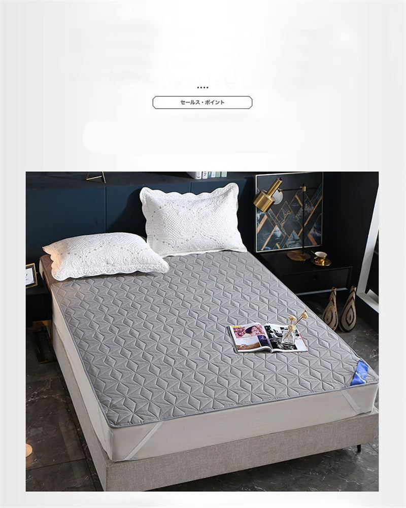 Sandwich Cotton Quilted Waterproof Bed Pad Elderly and Children Bed Protectors Pads Non-slip Anti Dust Skin-friendly Bed Cover.