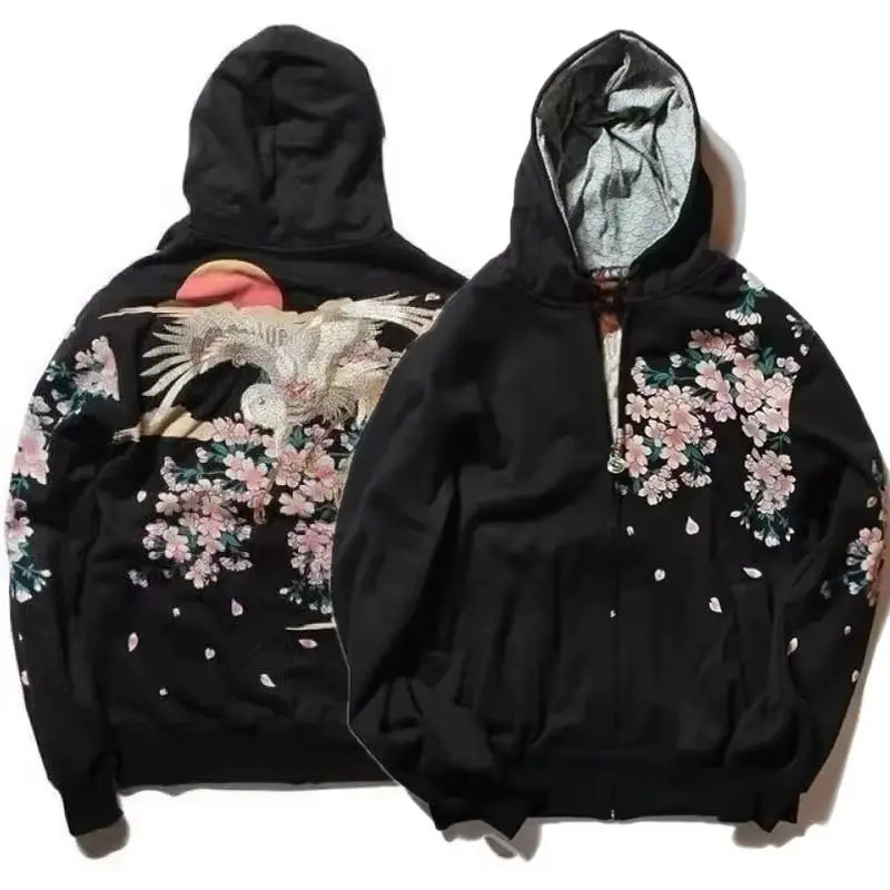 American Y2K New Fashion Trend Fleece Padded Zipper Hoodie Women Street Hip Hop Joker Loose Sweatshirt Couple Casual Punk Hoodie.