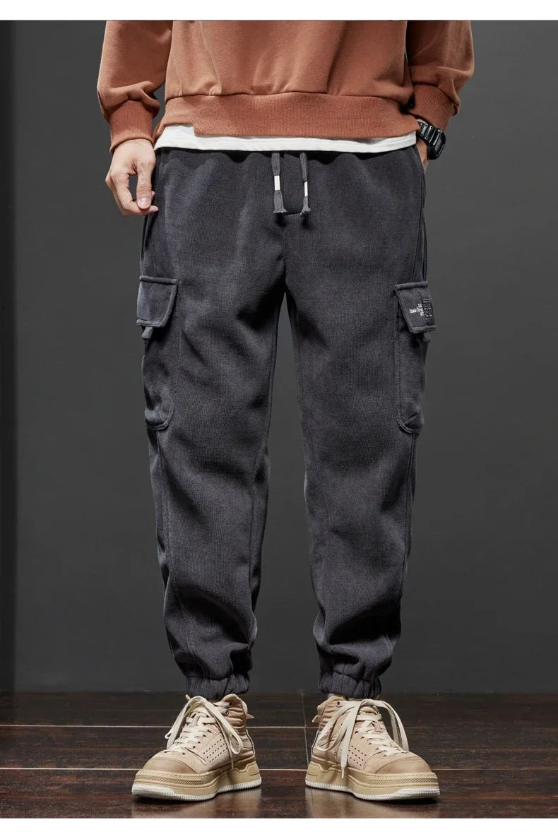 Spring Autumn New Style Elastic Waist Casual Pants for Men Stretch Straight Drawstring Harem Jogging Sports Long Pants Male.