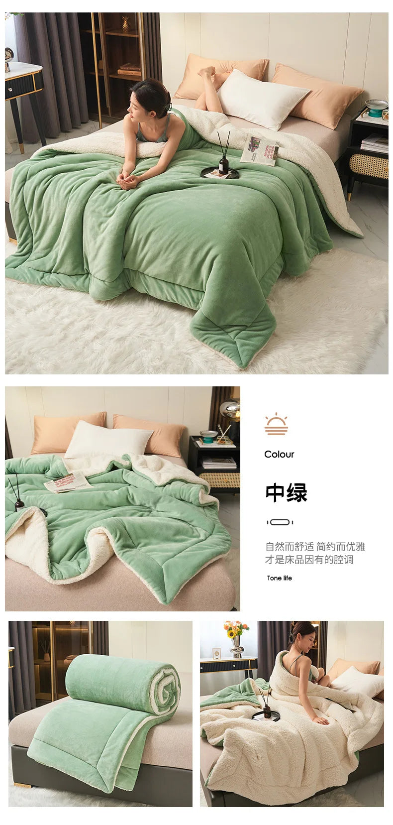 Wool Throw Blanket Keep Warm Winter Bed Blankets Double Sided Queen Duvet Cover Camping Double Bed Cover Bedspread On The Bed