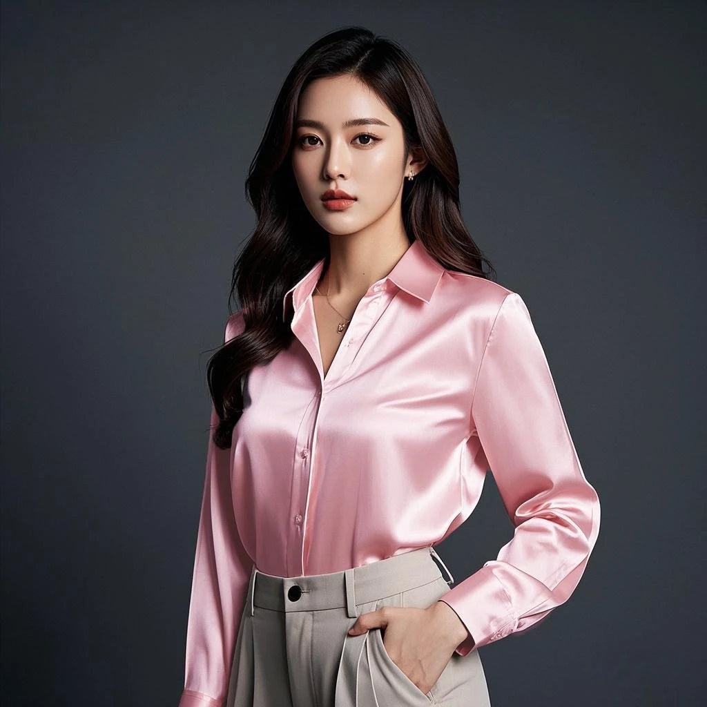 Korean Chic Office Lady's Satin Shirts Matching Elegant Female Blouse 2025 Summer New In Women's Shirts & Blouses Trend Tops.