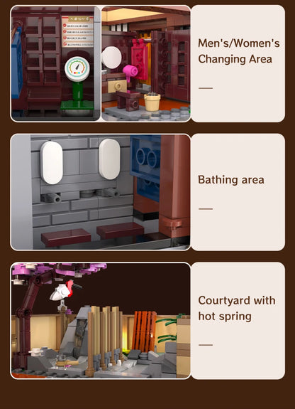 Cada Japanese Sushi HouseBricks Shop LED Japanese Steamed Bun House Building Blocks Summer Cafe cada Toy Street View Series set.