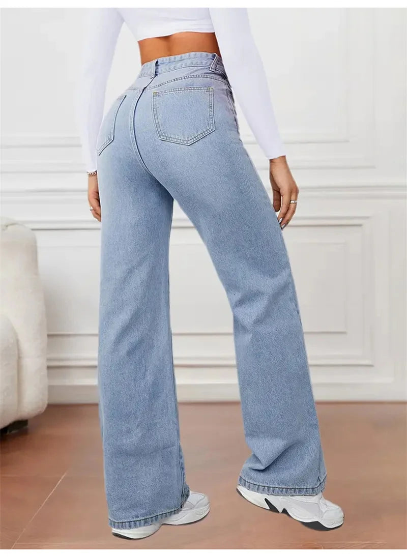 2025 Y2K Fashion Stretch Vintage Denim Pants Women Loose Baggy Straight Jeans Female Casual Mid Waist Trousers Trend Streetwear.