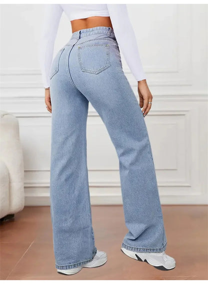 2025 Y2K Fashion Stretch Vintage Denim Pants Women Loose Baggy Straight Jeans Female Casual Mid Waist Trousers Trend Streetwear.