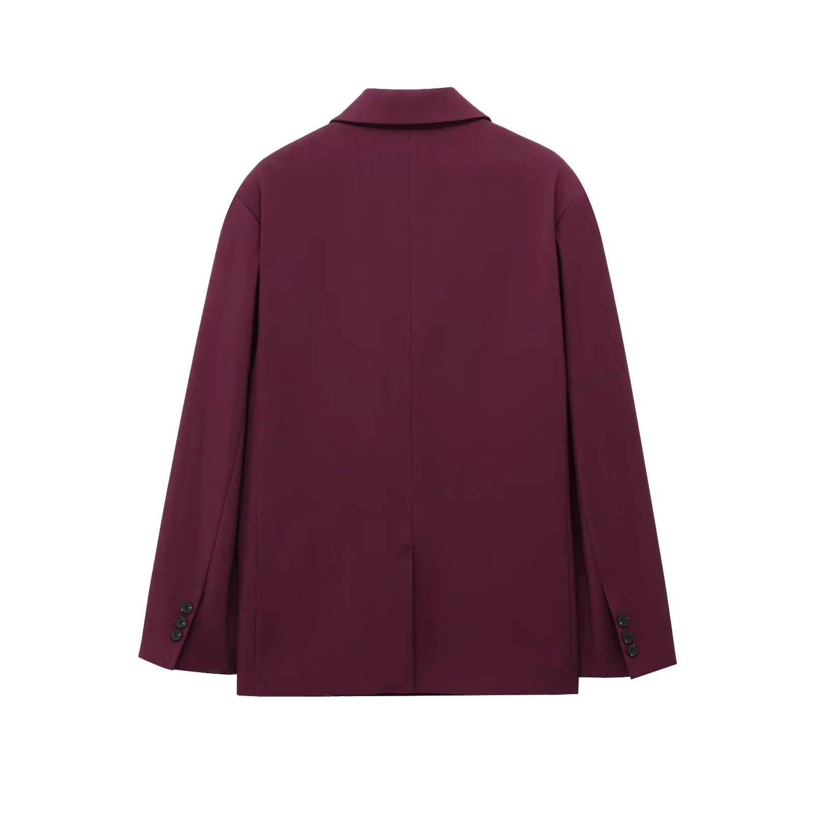 KONDALA Vintage Chic Office Lady Red Solid Women Suit Notched Single Button Pockets Blazer Straight Loose Pants Fashion 2025 Set.