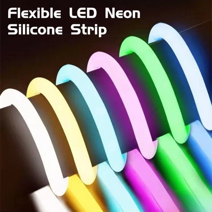 360° Glowing Round LED Neon Tube Rope Lamp Flexible Silicone Diffuser Channel WS2811 WS2812B Soft IP65 Outdoor Tape Strip Lights.