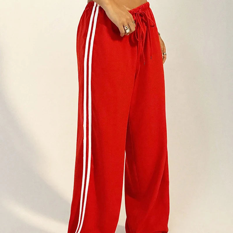 Neue Vielseitige frauen Hosen Sommer Streetwear Grundlegende Gerade Lose Beiläufige Dünne Hosen Dame Solide Einfache Mode Gestreiften Hosen.