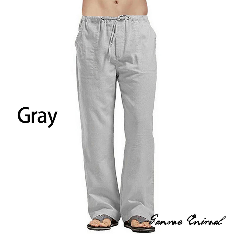 Fashion Mens Linen Wide Pants Korean Trousers Oversize Sports Streetwear Male Spring Yoga Pants Casual Men Clothing Sweatpants