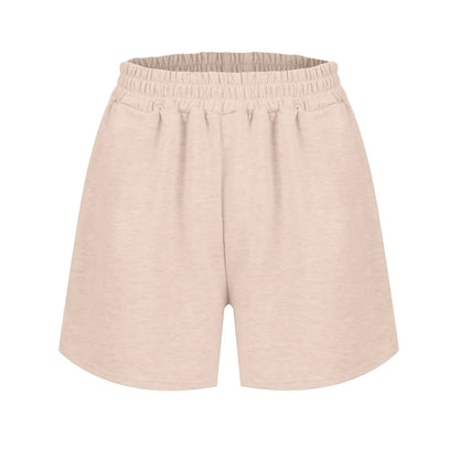 Plain Color Sports Shorts Casual Summer Comfortable And Soft Elastic High Waist Running Shorts With Pockets For Women