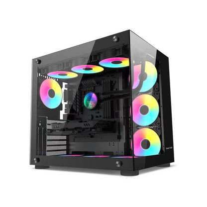 Power Train Seaview Dream MATX ITX Computer Case Panoramic Tempered Glass Side Transparency Without Pillars ATX Desktop Chassis.