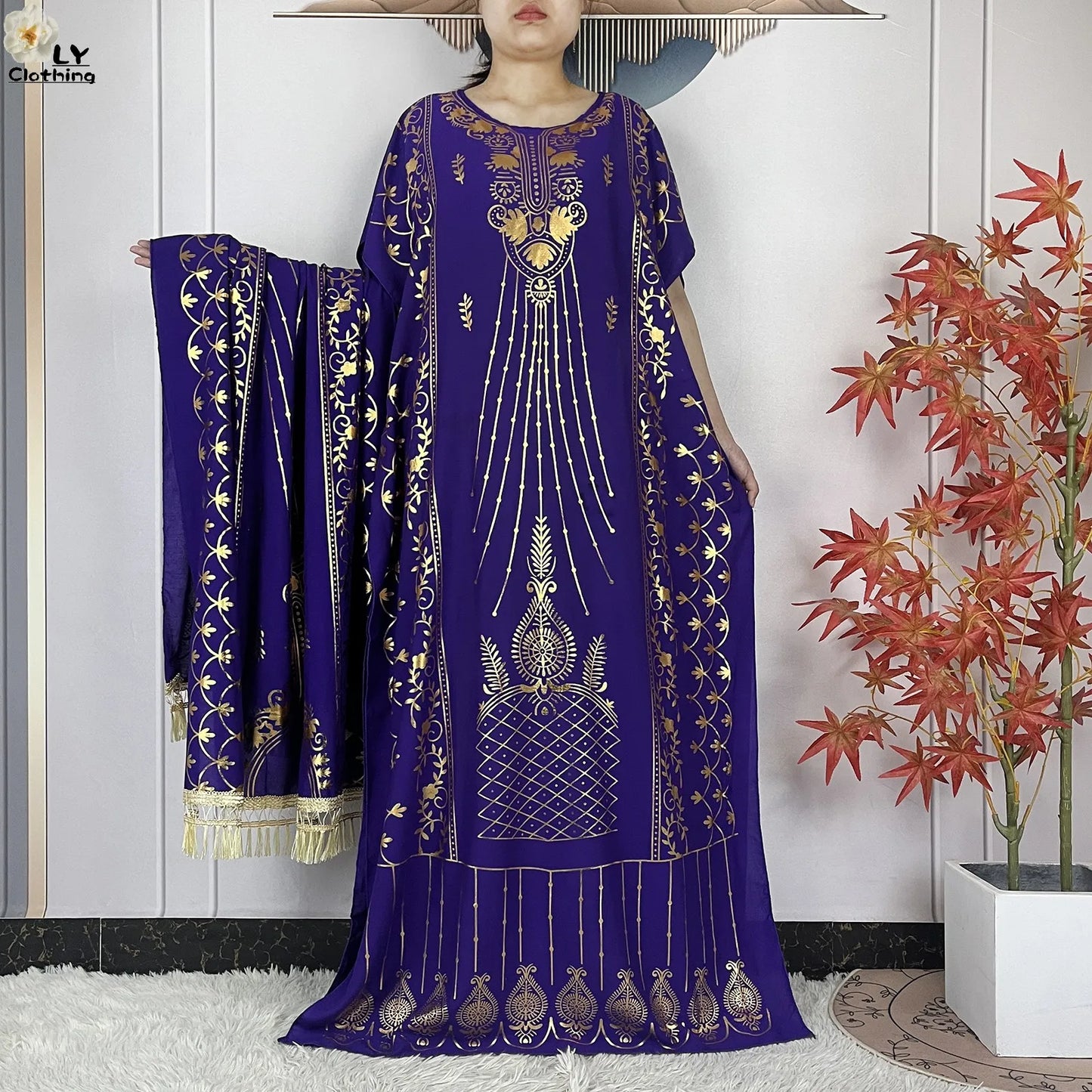 Neue Sommer Abaya für Frauen lässig Kurzarm weiches Baumwoll kleid Dubai Kaftan lose Dame Maxi Islam afrikanisches Kleid mit großem Schal