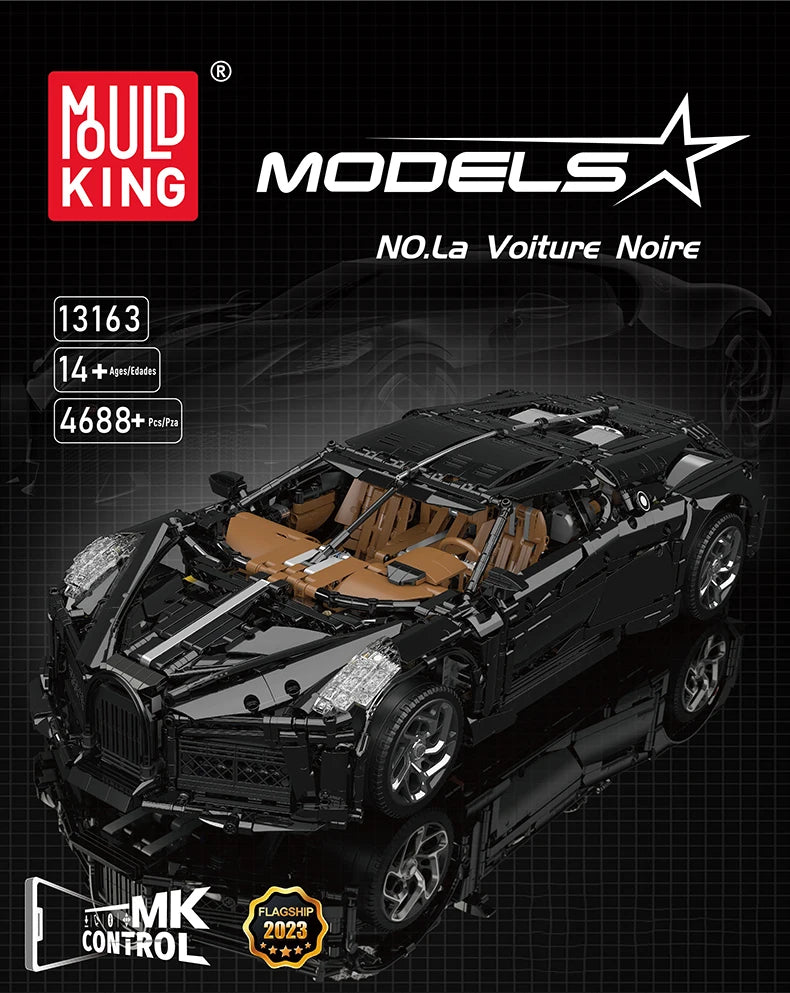 Mould King 13163 Technical Car Building Block The Remote Control La Voiture Noire Sport Car Model Toys Kids Christmas Gifts.