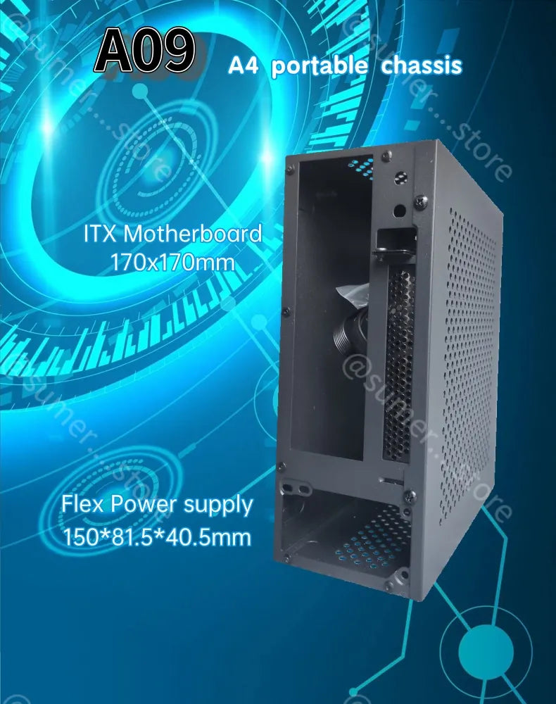 A09 3.8L ITX Chassis A4 HTPC Portable Computer PC Support PCIe 2.5' SSD Drive Mini IPC Flex PSU Case.