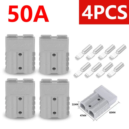 4Pcs Anderson Plug 50A/120A Anderson Connector Power 2 Pin Battery Charging Plug Connector