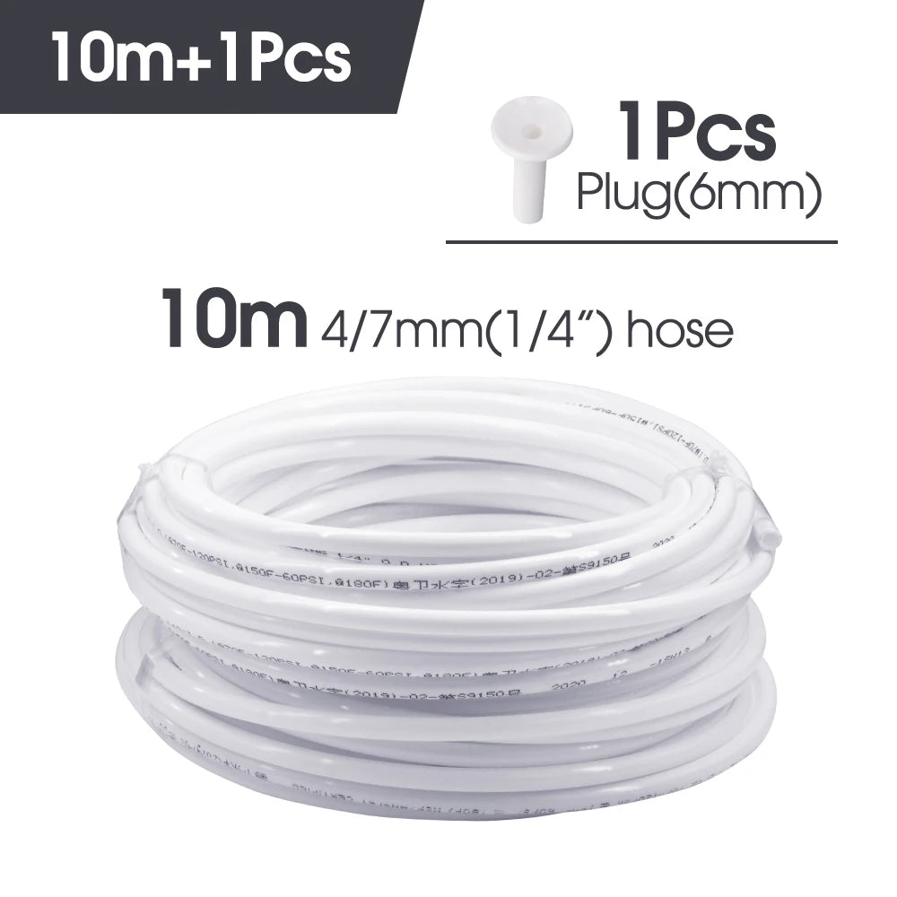 White 6mm PE Tube Quick Connector 1/4" Tubeing Quick Release Fittings for Home Water Purifier Garden Hose Watering System Joints