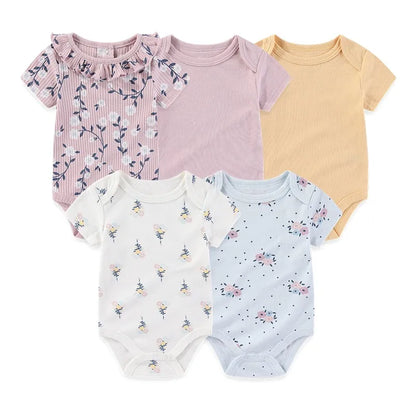 5 Teile/los Vier Jahreszeiten Mode Cartoon Kurzarm Baby Junge Mädchen Bodys Weiche Neugeborenen Onesies Kleidung.
