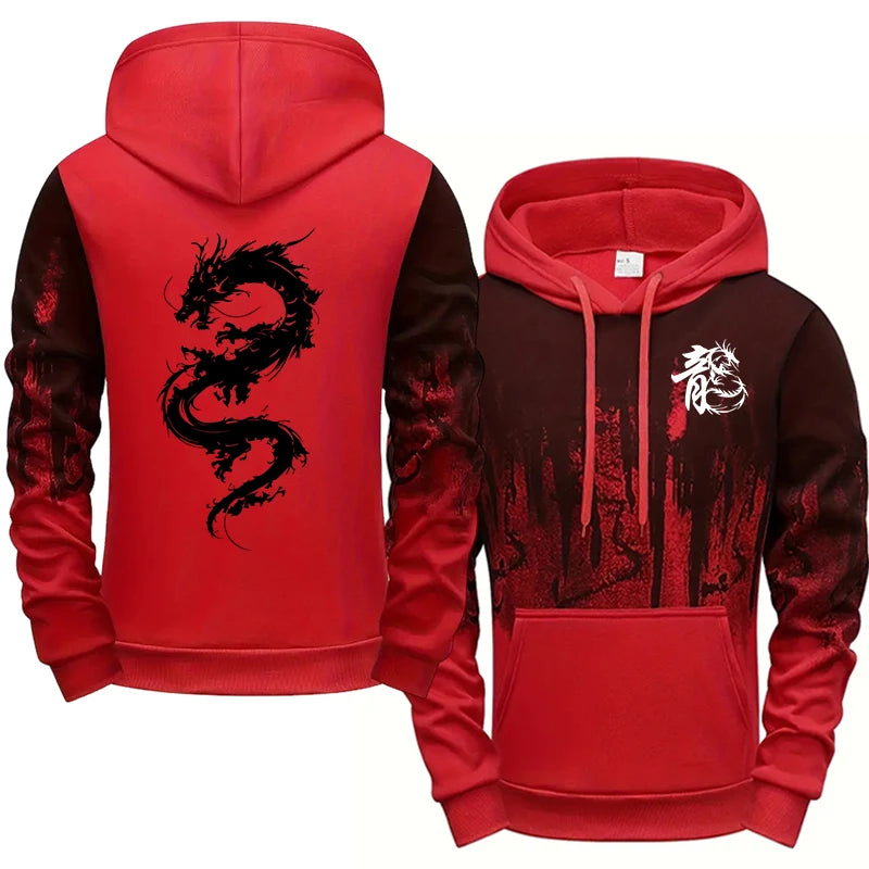 Chinese Dragon Tracksuit Hooded Sweatshirt Sweatpants City Vibe Hoodie 2 Piece Set Autumn Winter Men's Daily Casual Sport Outfit.