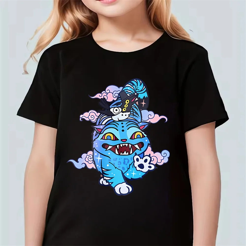 Fashion Casual Kids T-shirt KPop Demon Hunters  Cotton Tshirt Clothes Cool Girls Tee Top Funny Gift for Fans.