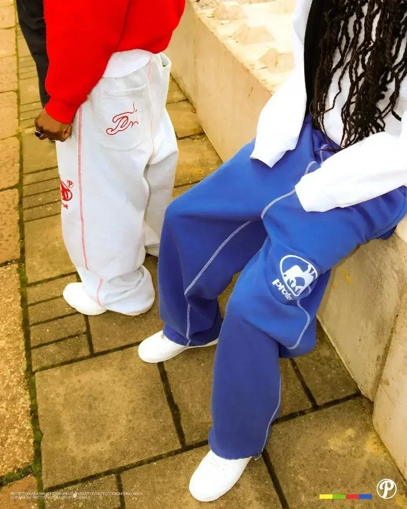 Streetwear PROTECT Mode Brief Stickerei Lose Jogginghose männer Und frauen Y2K Harajuku Hip-Hop Gothic Casual Joker Hosen.