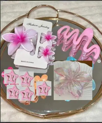 10pcs/set Sweet Gradient Flower Wave Star Hair Clips Claw Clamp Hairpin Women Beach Barrette Hairpin Summer Hair accessories.