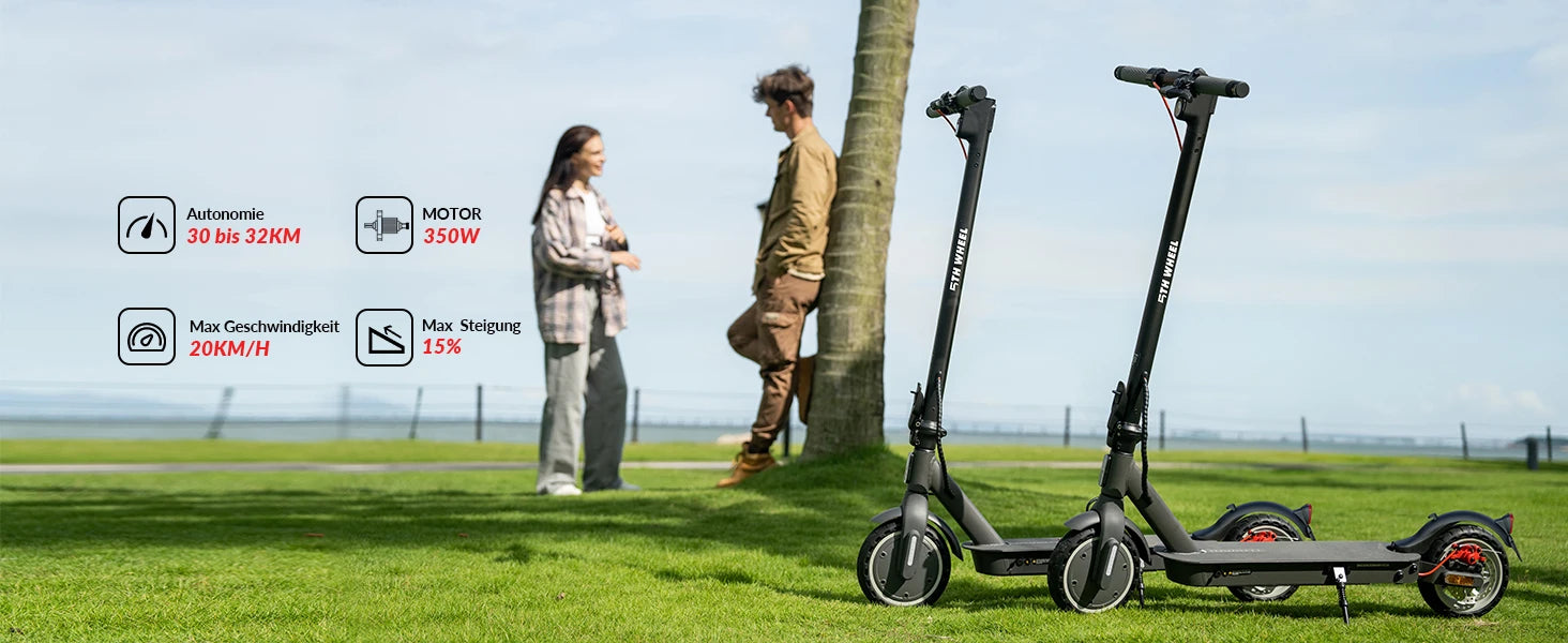 5TH WHEEL E30 ABE Adult Electric Scooter 350W Motor 36V 7.5AH Battery City Electric Scooter 8.5" Solid Tires Foldable E-Scooter.