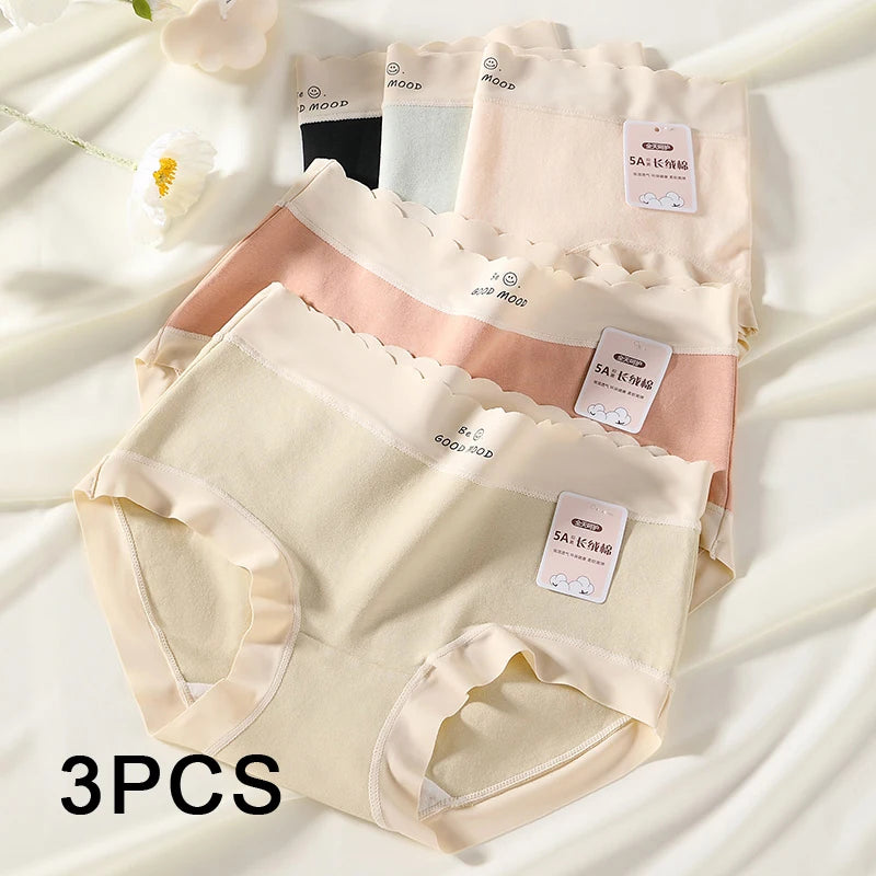 3PCS Female Underwear Antibacterial Pure Cotton Sexy Mid-rise Cotton Panties Woman Traceless Fashions Women's Intimate Intimates.