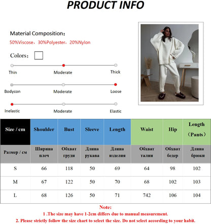 Bornladies Autumn Winter Women's New Turtleneck Knit Sweater Skinny Knit Pants Set Soft Oversized Ripped Hem Fashion Pullover.