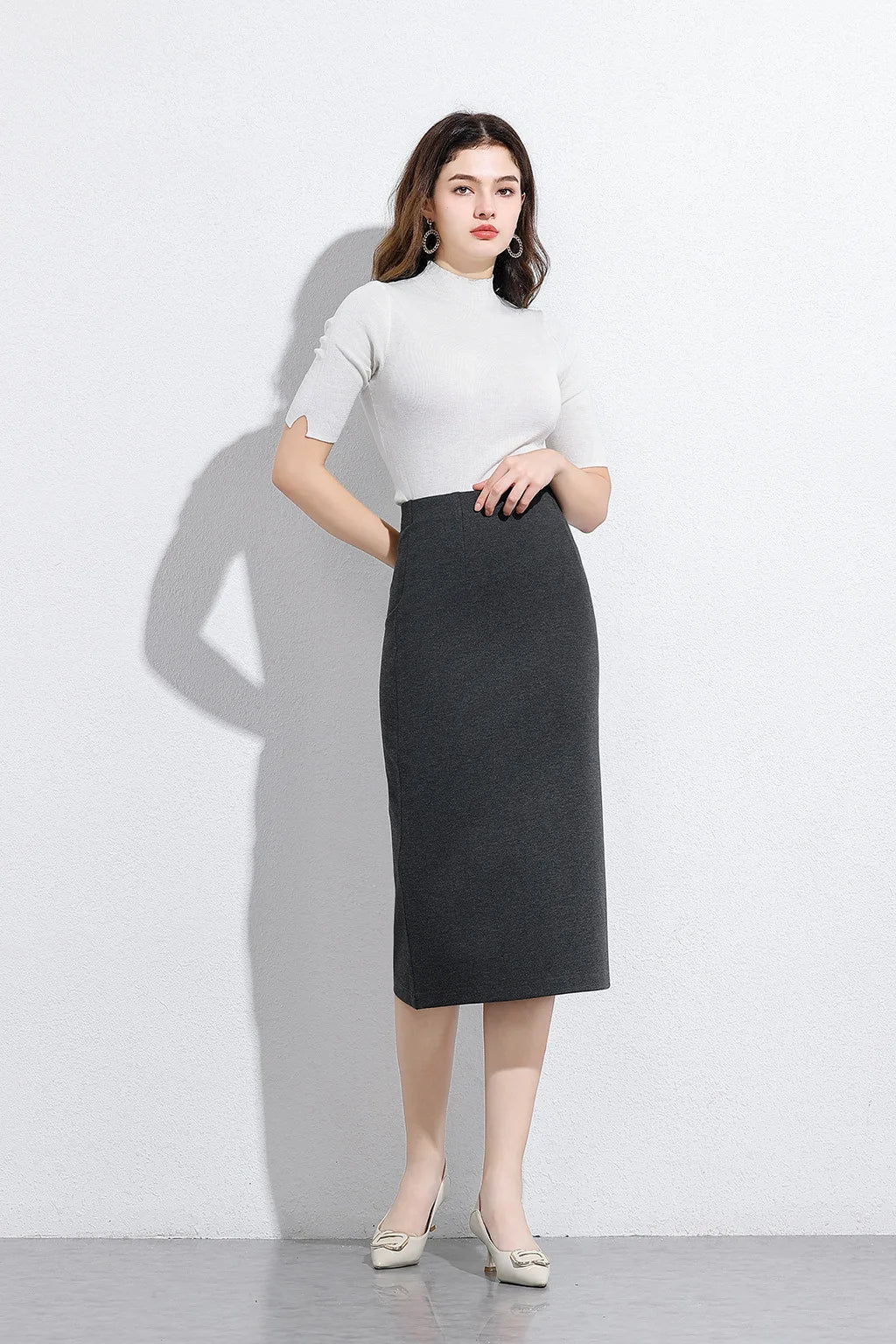 Women's Professional High Waist Long Pencil Skirt, Slim Fit Black Hip-hugging Skirt for Office Commute
