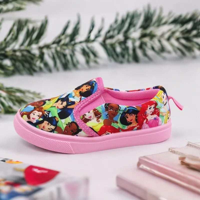 Disney Children's Casual Canvas Shoes Lazy Cartoon Priness Children's Student's Girls' Pink Comfortable Shoes Size 26-31.