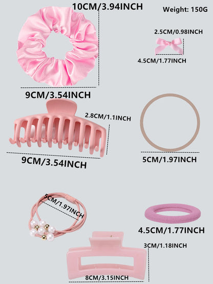1 Set Pink Hair Accessories Set For Women Girls Hair Claw Hair Tie,Hair Scrunchies Rubber Band For Hair Fashion Hair Accessories.