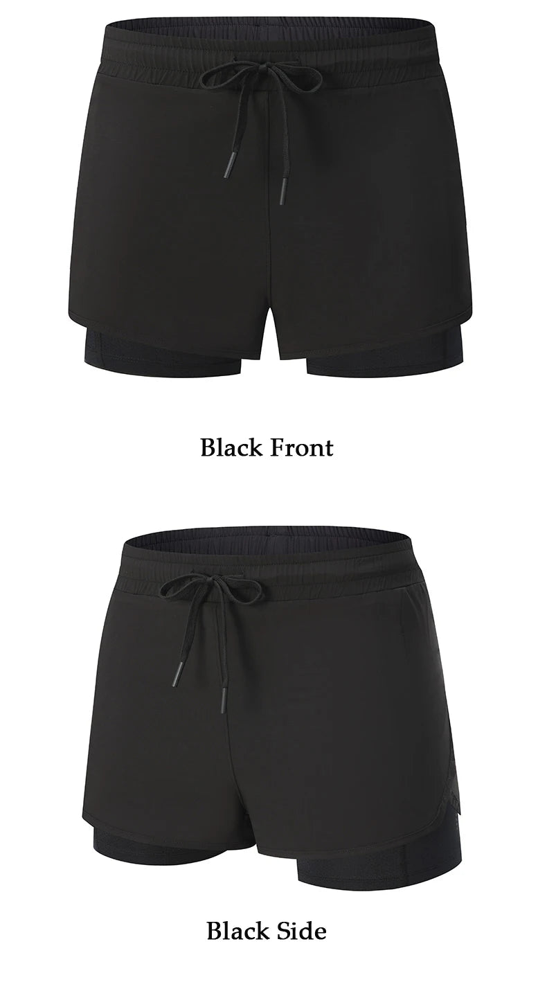 Women Shorts Mesh Outdoors Sports Running Gym Yoga Shorts Bilayer Mesh Yoga Sports Shorts Female Sports Running Gym Yoga Shorts.