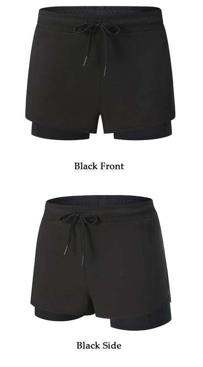 Women Shorts Mesh Outdoors Sports Running Gym Yoga Shorts Bilayer Mesh Yoga Sports Shorts Female Sports Running Gym Yoga Shorts.