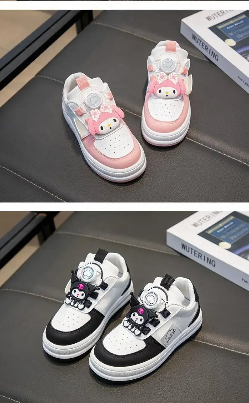 Children's Cute Melody Casual Board Shoes Girl's Cartoon Sneakers Spring and Autumn New Kawaii Kuromi Anti Slip Soft Sole Shoes.