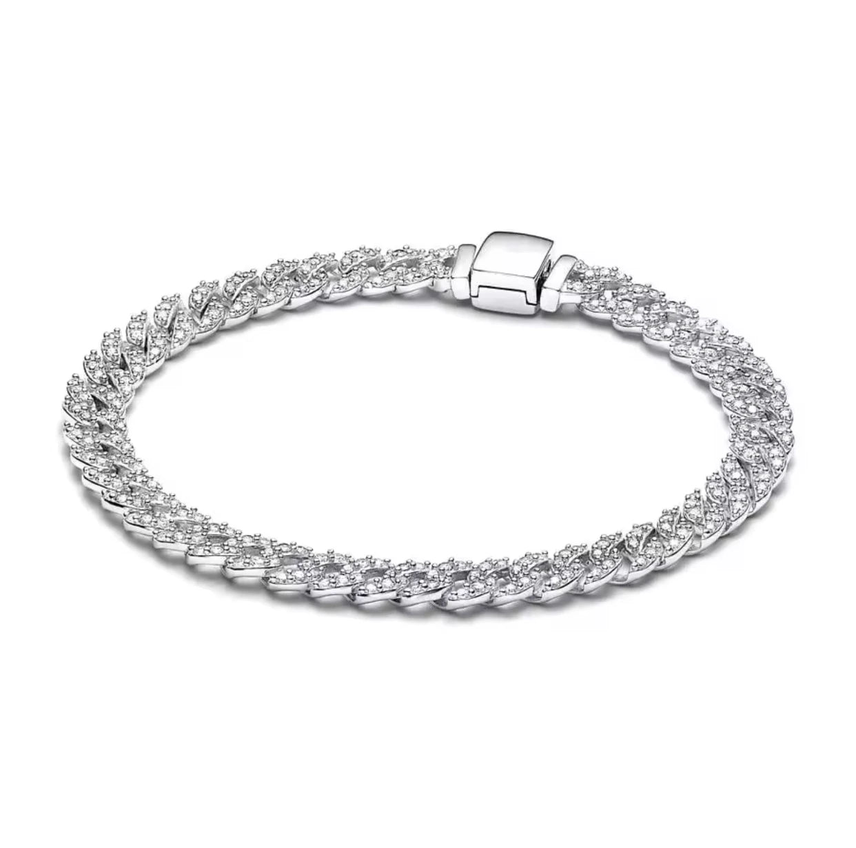 Hot 100% elegant 925 sterling silver fitted original sparkling luxury zircon chain bracelet women's DIY birthday gift jewelry.