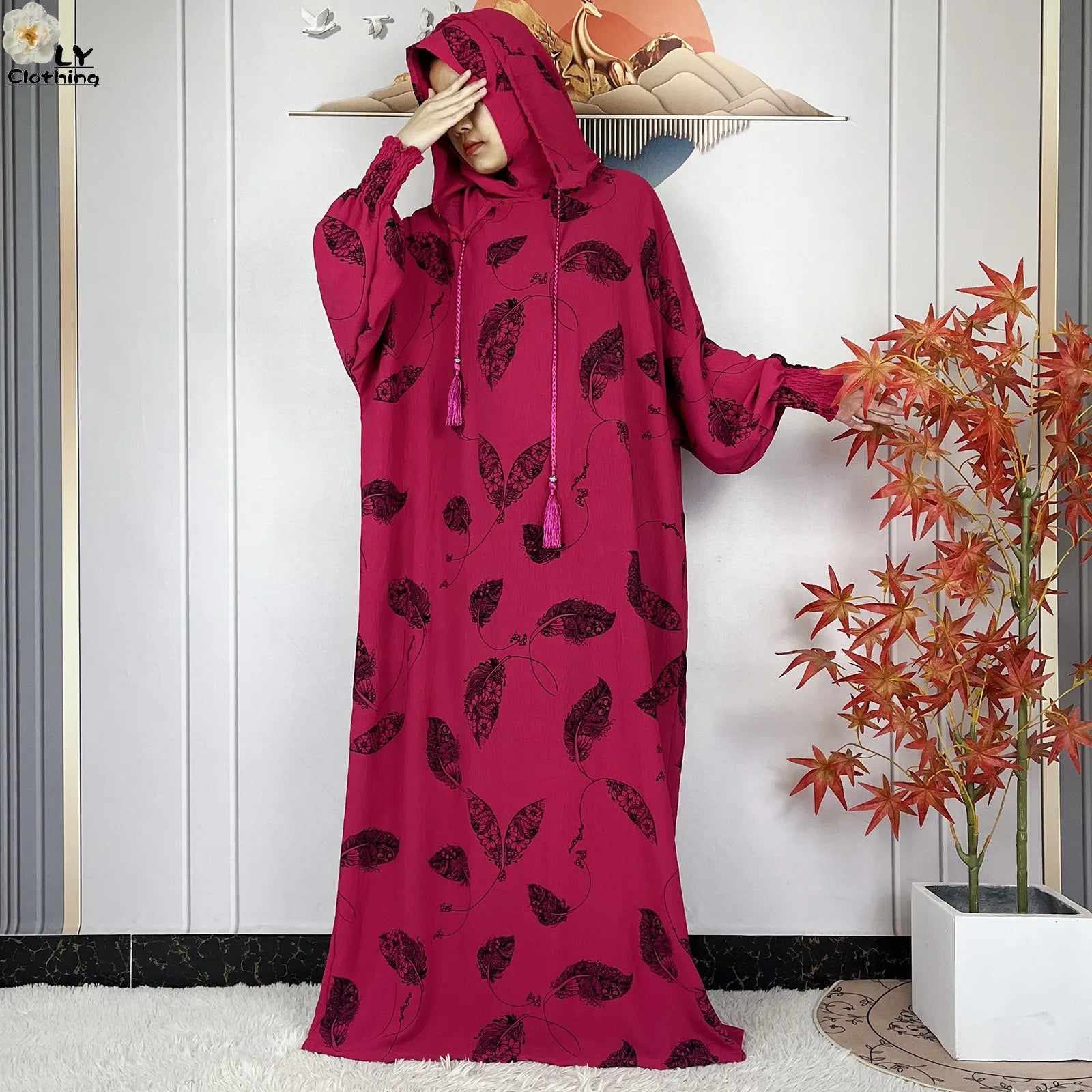 2025Hot Sales New Ramadan Muslim Double Hat Women Abaya Prayer Garment Islam Turkey Arabic Femme Abaya Prayer Kaftan Loose Robes.