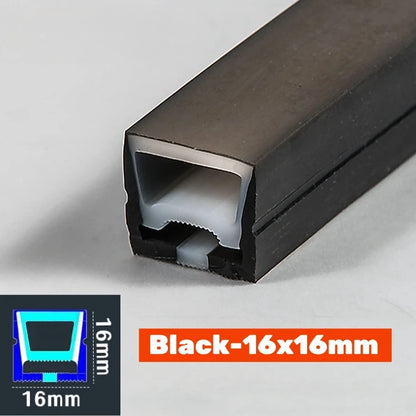 1-5m Black Silicone Tube LED Neon Light DC12V Flexible Recessed Diffuser Channel Waterproof Wall Ceiling Ribbon Rope Strip Light